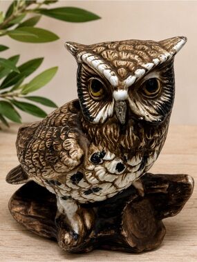 Vintage Homco Owl Figurine 🦉 Rustic Woodland Decor